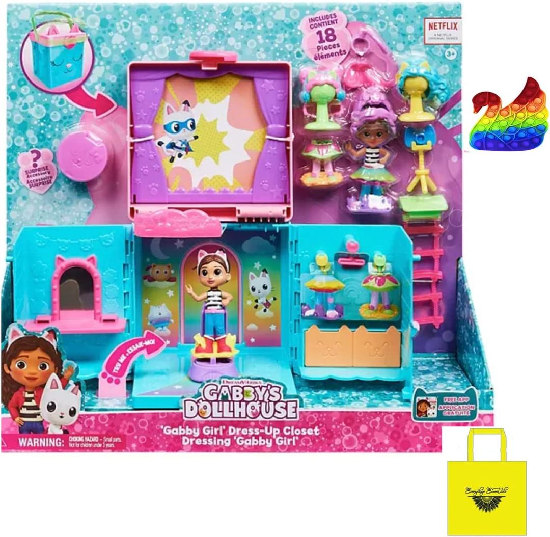 Everydaze Everydaze Essentials Gabby Dress-Up Closet Portable Playset with a Doll, and Accessories~Comes with Rainbow Pop Itz, EE Lucy Loopsie Tote