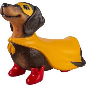 Holiday Dachshund Decor, Vintage Wiener Dog Decor, 9.06 Inch Blow Mold Lighted Super Hero Dachshund Statue, Outdoor/Indoor Holiday Party Decoration for Yard or Home