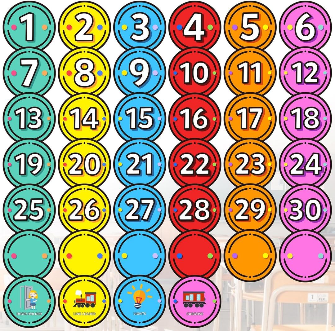 40Pcs Line Up Spots for Classroom Floor, 6 Self Adhesive Number Markers Spot Stickers for School Kindergarten Teacher Supplies