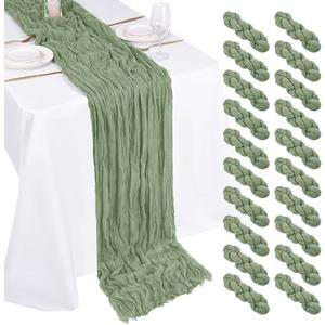 6 Pack Cheesecloth Table Runner - 17x108 Inch Sage Green Boho Gauze Cheese Cloth Table Runners for Baby Bridal Shower Decoration Wedding Party Summer Garden Farmhouse
