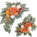 Faux Flower Swag Set of 2 for Wedding Welcome Signs Floral Swag Wedding Reception Ceremony Signs Decor (Orange)