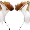 Animal Cosplay Ears Hairband Handmade Faux Plush Cat Fox Wolf Dog Ears (One Size, Camel)