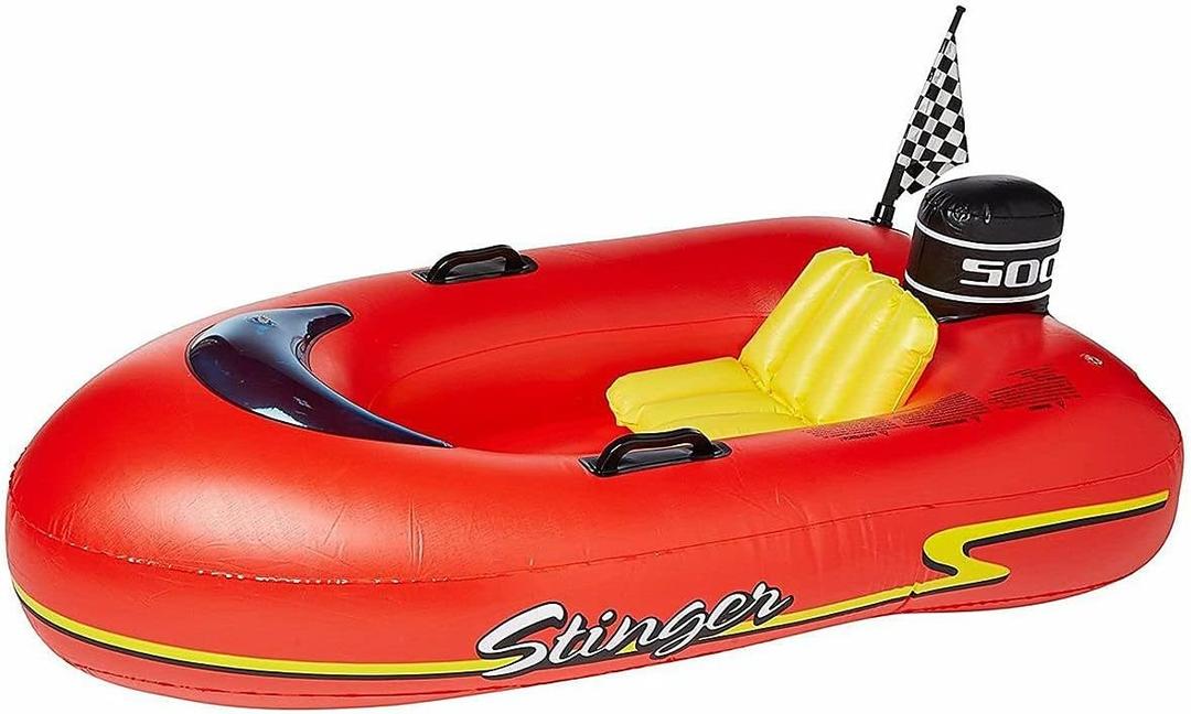 SWIMLINE Inflatable Swimming Pool Float Ride-On Mattress Lounger Raft – Fun Poolside Ride for Crew, Speedboat, Red, 49", 45"/25"/10"