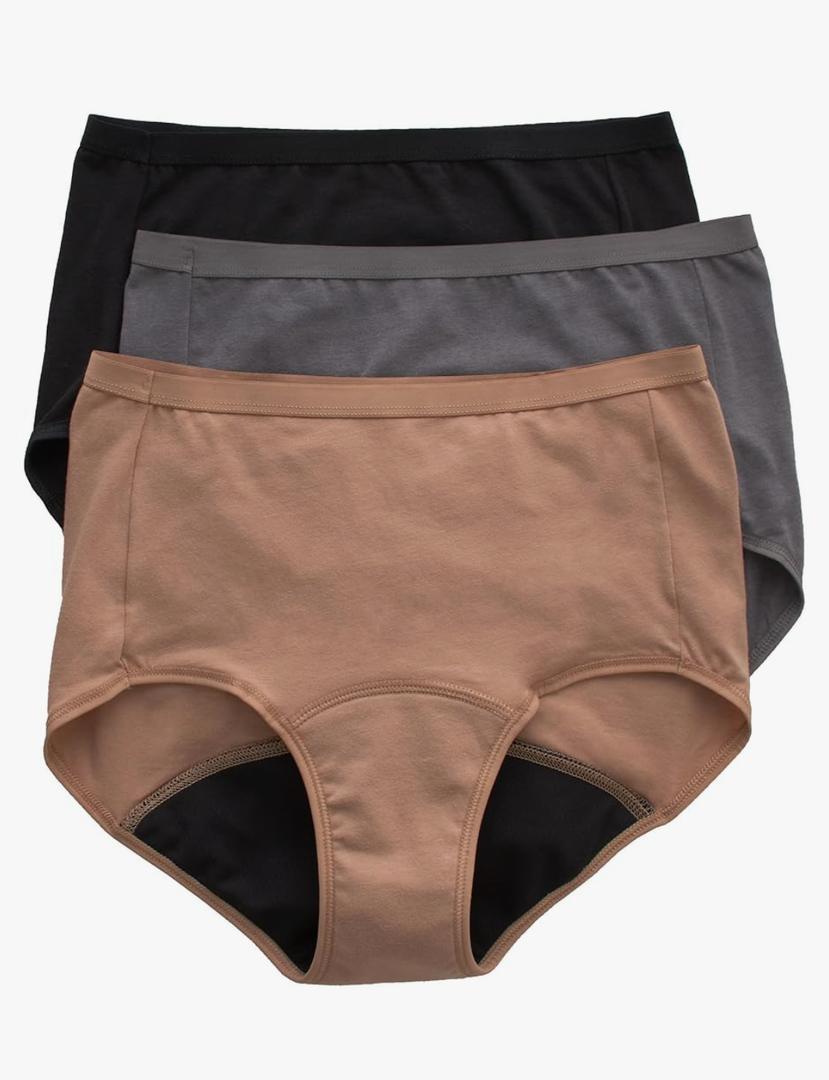 Hanes Women's Comfort, Period Underwear Pack, Light Leaks Period Panties, Light Protection Underwear, 3-Pack (10/3XL)