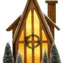 Christmas Decorations for Home Led Lighted Christmas Village Ski Lodge with Timer Wooden Snow Winter Scene Farmhouse Tree Wreath House Rustic Tabletop Holiday Decor Xmas Signs