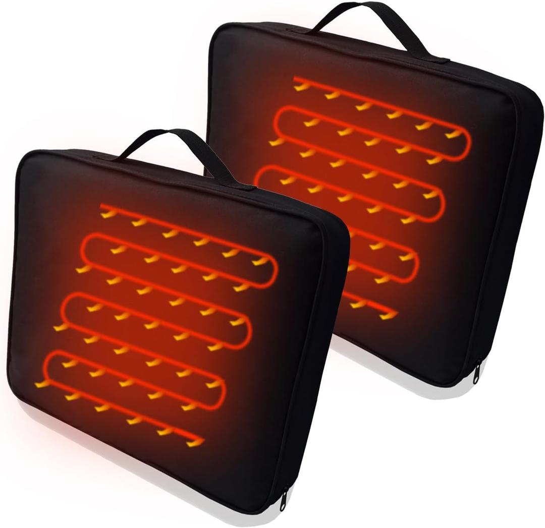 Stadium Cushions, Waterproof Outdoor bleacher seat Cushion, Kayak Canoe seat,Camping seat Cushion for Any Sports Events use (2 Piece, Heated Black)