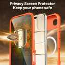 CENHUFO Magnetic Privacy for iPhone 17 Air Case [Compatible with Magsafe] Full Body Phone Case Built-in 9H Tempered Glass Privacy Screen Protector, Camera Protection Shockproof Bumper Cover -Orange