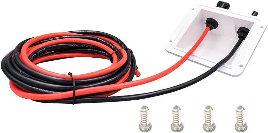 Solar Cable Entry Gland,10ft 10AWG Soft Solar Extension Cable and Connector, UV Resistance Dual Cable Entry Gland Housing on Rv, Boat, Camper (3m, White)