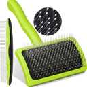 Pecute Slicker Brush for Dogs Cats with Air-Cushion and Soft Pins, Dog Brush for Shedding Massaging Grooming, Lightweight Cat Brush with Pet Comb, Gently Removes Loose Fur Undercoat