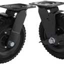 Lygoeege Swivel Heavy Duty Caster Wheel, 8 Inch*2, 1000lb Capacity, Black Rim, Solid Rubber, Cast Iron,Brake Casters,Outdoor, Flat Free for Carts, Dolly, Workbench,Trolley,DIY Tools