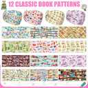 12 Pcs Book Lover Socks for Women Funny Book Print Headbands Reading Bookish Club Gifts for Christmas Librarian Students Teachers Gifts