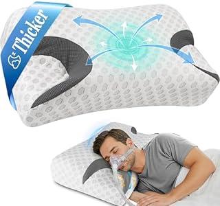 IKSTAR CPAP Pillow for Side Sleeper, Sleep Apnea Pillow for Sleeping, CPAP Nasal Pillows Suit for All CPAP Masks User, Cervical Memory Foam Neck Support Pillow Relief Neck Pain for Side Back Sleepers, White Large