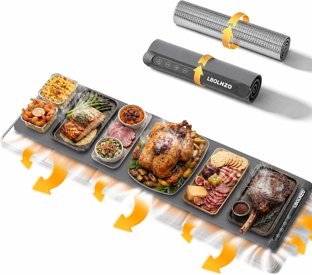 Warming Mat For Food Extra Long 43"x12" 600W Food Warming Mat Heat Resistant Pad,Chafing Dishes for Buffet 6 Temp 12 Hours,Child Lock,Food Warmers for Parties Buffet for Catering Gatherings