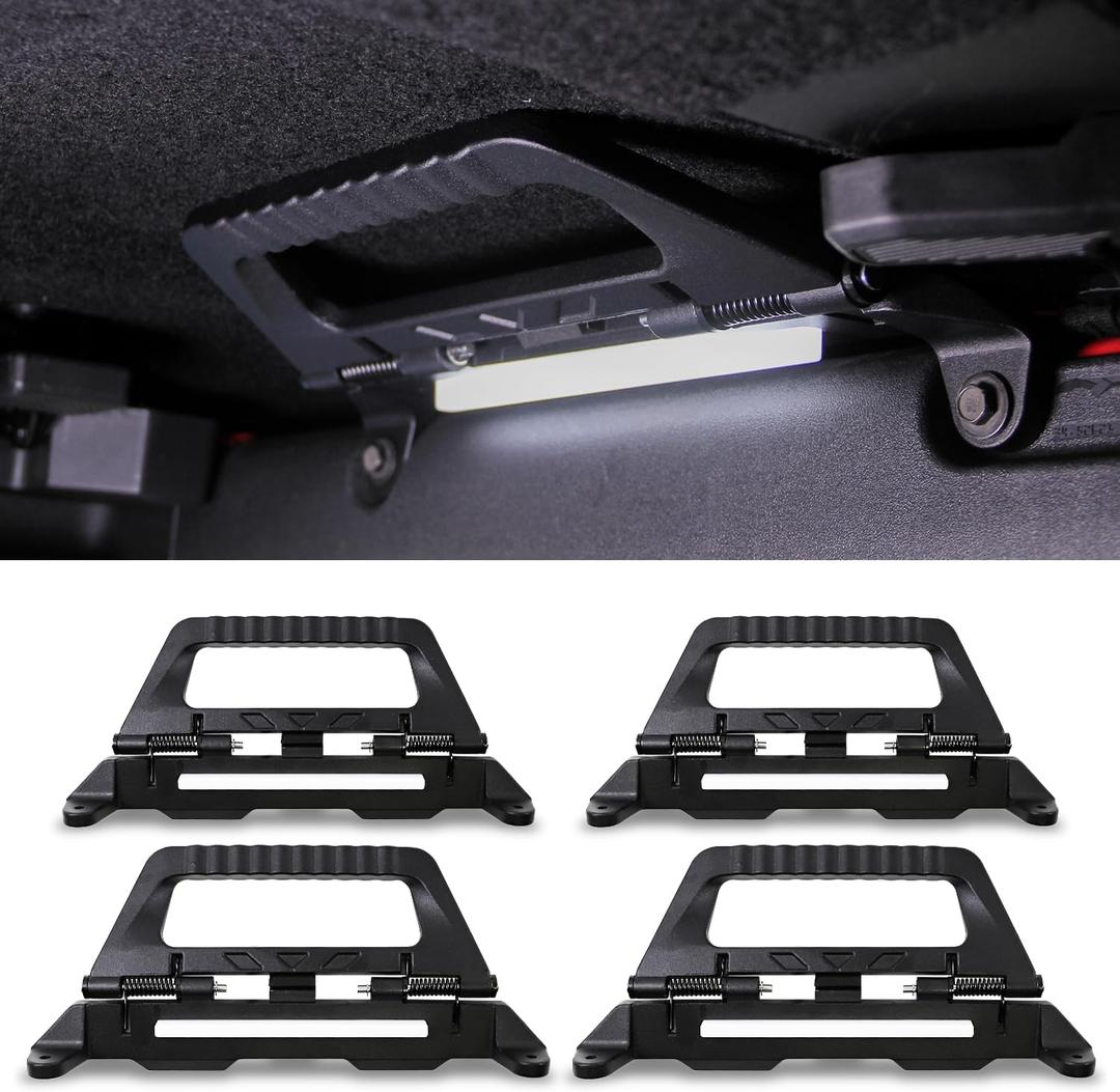 Front Rear Grab Handles with LED Lights Compatible with Ford Bronco 4 Door 2025 2024 2023 2022 2021, Aluminum Grip Handle Dome Lamp Interior Accessories