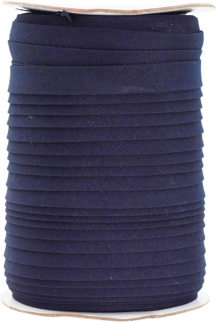 Mandala Crafts 55 Yards 1/2 Inch Navy Blue Double Fold Bias Tape for Sewing - Bias Binding Tape for Quilting Binding, Hemming, Seam, and Fabric Piping