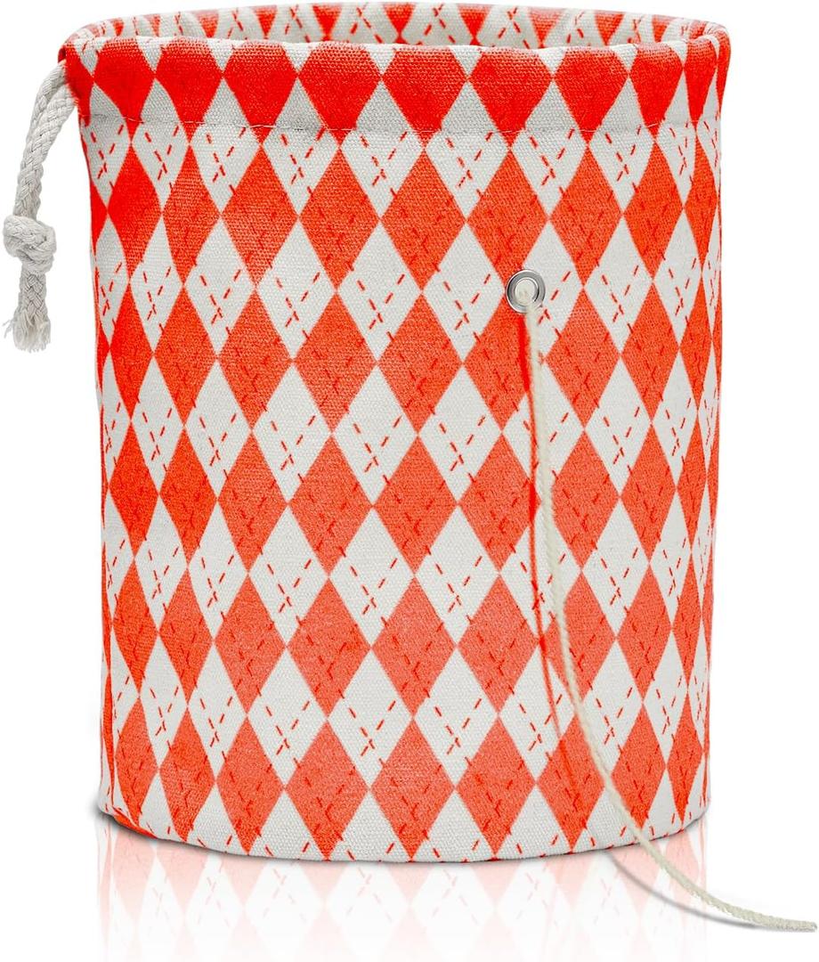 Yarn Bag with Two Pockets, Holder for Knitting & Crocheting, Portable Storage for Small Projects, Stores Skein Balls, Needles, Accessories - Red