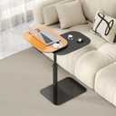 C Shaped Side Table,Adjustable Height C Shaped End Table,360Swivel Couch Tables That Slide Under,Double Tabletop Under Couch Table for Living Room,Bedroom,Small Spaces
