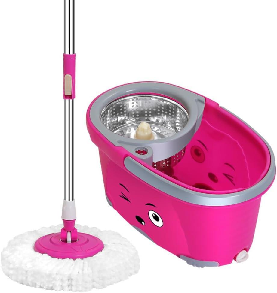 Candora 360 Spin Mop & Dual Mop Heads Slim Microfiber Rotary Mop (Pink)