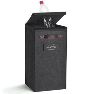 Recycling Bin for Kitchen 26 Gallon, Indoor Recycle Bin with Lid, 100L Recycle Trash Can, Large Recycling Bin for Home with Plastic Glass Metal Labels (Grey, 26 Gallon)