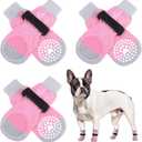 SCENEREAL Anti-Slip Dog Socks to Prevent Licking Paws, Dog Shoes for Hot/Cold Pavement, Dog Boots & Paw Protectors with Grippers for Hardwood Floors, Dog Booties for Small Dogs (S(Pack of 4+2), Pink Pearl Paw)