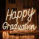 Happy Graduation Neon Sign Congrats Grad Sign Neon Light for Graduation Decor LED Warm White Letters Light Up Sign for Class School Graduation Party (16.8 * 11.4 In)
