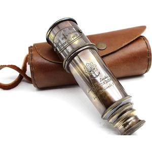 1920 Brass Maritime Vintage Telescope Handheld Pirate Spyglass with Authentic Pure Leather Case Nautical Monocular for Collectors, Hiking, Gift Dcor 15 Expandable