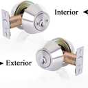 Double keyed Deadbolt Lock - Keyed on Both Sides, 2-Way Adjustable Cylinder Deadbolt (Privacy/Passage), Satin Stainless Steel (Silver, Single Cylinder) (Silver, Double Side)
