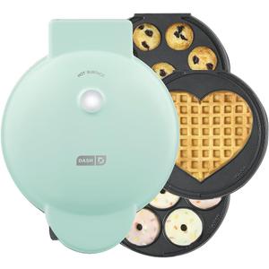 Dash MultiMaker Treat Maker System - Make Mini Donuts, Cupcakes & Heart-Shaped Waffles - Interchangeable Plate Design - dishwasher safe Parts for Easy Cleanup - Aqua