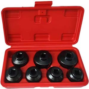 7PCS 3/8" Drive Oil Filter Socket Set, Cap Wrench Removal Tool Kit Includes 24, 27, 29,30, 32, 36, 38mm, Metric Oil Filter Wrench Remover Installer Tool Set for BMW, VW, Mercedes Benz