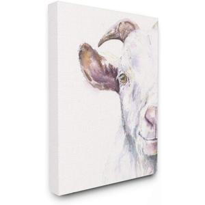 Stupell Industries Large Goat Head Animal Watercolor Painting Canvas Wall Art, 30 x 40, Multi-Color