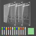 PigPotParty 3 Pack Acrylic Magnetic Kids Chore Chart for Multiple Kids & Family on Fridge  9.5"x12" Weekly Dry Erase Chore Board with 12 Fine Point Colorful Markers & 1 Towel