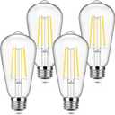 6-Pack Vintage E26 LED Edison Bulbs 100W Equivalent 1400LM High Brightness 8W ST58 LED Filament Light Bulbs 5000K Daylight White Medium Base CRI90+ Antique Clear Glass for Home Kitchen, Non-dimmable