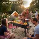 Portable Charcoal Grill, Portable Tabletop BBQ for Outdoor Cooking | Compact Folding Grill for Camping, Hiking, Picnics & Travel | 24x13x9 Lightweight Smoky Flavor Grill
