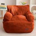 MAXYOYO Kids Bean Bag Chair, Stuffed Toddler Bean Bag Sofa with Filler Cozy for Boys and Girls, Lazy Sofa with Pocket Floor Chair for Gaming, Reading, Orange
