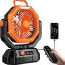 AJVV Camping Fan with Light, Oscillating Battery Powered Hanging Tent Fan, Portable Rechargeable for Camp, Outdoor, Emergency Power Outage, Fishing, RV Travel, Orange