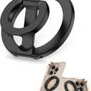 MagSafe Phone Grip Holder Dual-Sided Magnetic Finger Ring Adjustable Kickstand Loop for iPhone 17/16 Pro Max/15 Plus/14 Pro/13 Mini/12, Samsung, Magnet Phone Stand Grip Compatible with Mag Car Mounts (Black)