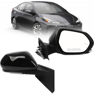 Dasbecan Right Passenger Side Mirror Compatible with 2016-2022 Toyota Prius with Power Heated Glass, Manual Folding, Blind Spot Light, Black Paint Replace# TO1321357 (6Pins)
