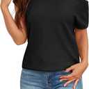 ZAFUL Off The Shoulder Tops for Women 2025 Summer Short Sleeve Knit Loose Fit Tunic Shirts Casual Lightweight Sweaters (Medium, 1-black)