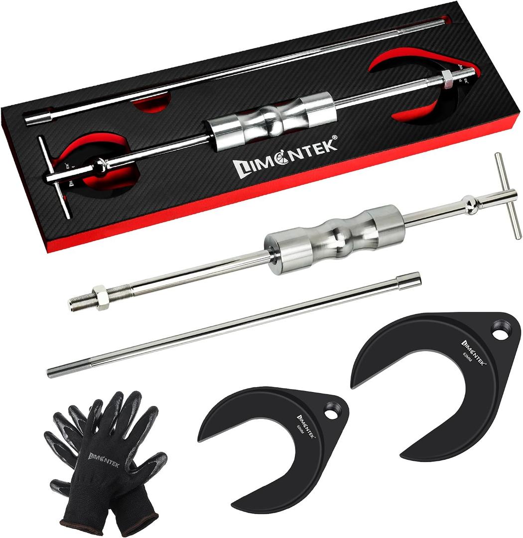 Inner CV Axle Puller Removal Tool with Slide Hammer & 48mm 63mm CV Joint Fork Adapter, Front Wheel Drive Axle Puller Slide Hammer Set (6pcs Set with eva Box)