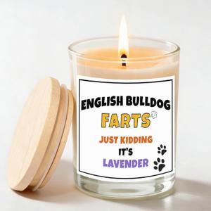 English Bulldog Gift  Funny Lavender Soy Candle Gift for English Bulldog Owners, Dog Lovers & Dog Moms  Stress Relief Aromatherapy for Women - English Bulldog Decor
