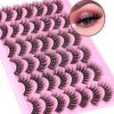 TNFVLONEINS False Eyelashes Natural Mink Lashes Fluffy Wispy Cat Eye Lashes Natural Look 5D Extension Faux Mink Eyelashes Pack 12-18MM Strip Fake Eyelashes 21 Pairs 3 Styles