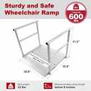 Ruedamann 3'L x 36" W Aluminum Wheelchair Ramp with Handrails, 600 Lbs Capacity Threshold Ramp for Home Steps Stairs Curbs, Non-Slip Access Ramp, Doorway Ramps for Wheelchairs Scooters Carts Walkers