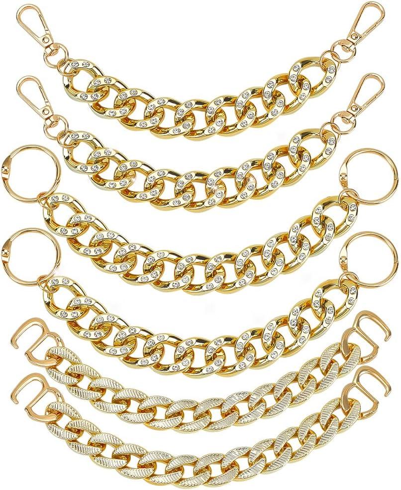 PH PandaHall 6pcs Shoe Charms Chains, 3 Styles Gold Shoe Charms DIY Hanging Shoe Chains with Snap Clasps for Man Women Adults Clog Sandals Casual Shoes Accessories