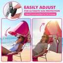 Backpack Beach Tanning Chair with Canopy and Face Hole, 6-Position Folding Lay Out Lounge Chair, UPF 50+ Wind-Resistant Sun Shade, Portable Recliner for Sunbathing, Outside, Poolside, Pink, Patented