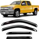 Side Window Visors rain Guards Vent Guard Shade for 07-13 Chevy Silverado & GMC Sierra 1500, 07-14 Silverado & Sierra 2500HD 3500HD Crew Cab Pickup Wind Deflectors Smoke, 4pcs