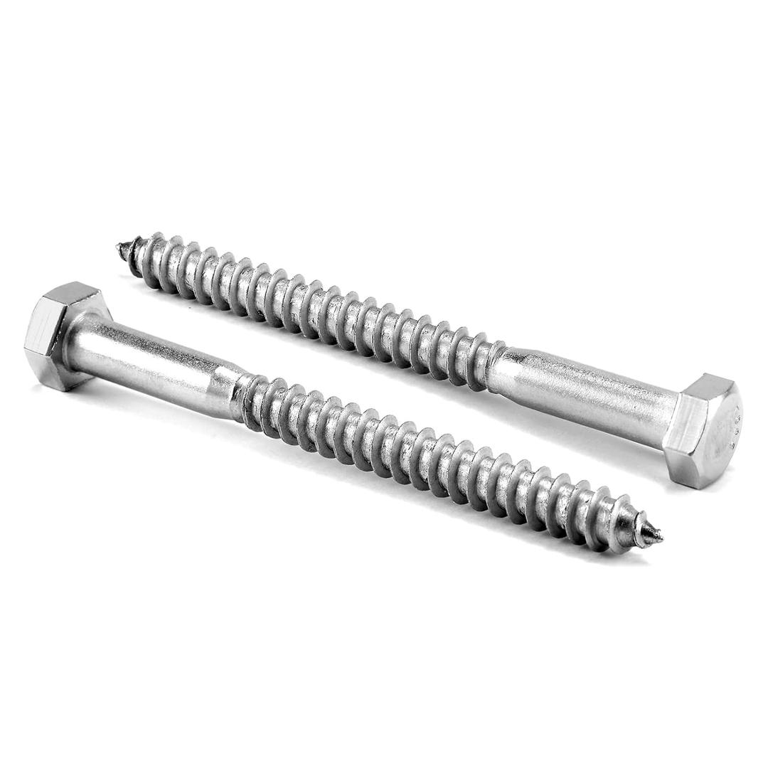 3/8" x 3-1/2" Hex Head Lag Screws Bolts 10Pcs 304 Stainless Steel 18-8, Partial Thread, Hexagon Head Wood Screws by SG TZH