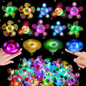 24PCS LED Light Up Fidget Spinner Rings Glow Party Favors Bulk for Kids 4-8 8-12 Summer Goodie Bags Pinata Stuffers Carnival Prizes Treasure Box Toys for Classroom Birthday Return Gifts for Boys Girls
