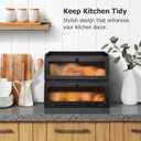 Pure Bamboo Bread Box, Roomy Bread Storage Container, Keeps Homemade Bread Fresh and soft, Easy to Assembly Breadbox for Kitchen Countertop (Black)