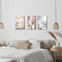 3 Pcs Beach Seaside Wall Art for Bedroom, Modern Beige Reeds Botanical Wall Picture Aesthetic Nature Coastal Sunset Landscape Wall Painting Poster Art Prints for Bedroom Office Home Decor 12"x16"x3Pcs, 16"x24"x3Pcs