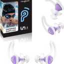 Ear Plugs for Swimming2 Pairs Soft Silicone Reusable Waterproof Earplugs for Adults & Men Women, Custom Fit for Swimmers Ear, Pool, Beach, Snorkeling, Surfing, Kickboard Training(Purple)